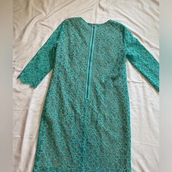 DKNY Women Lace Dress | Aqua | Size 4 | Like New | 3/4 Sleeves - Picture 5 of 11